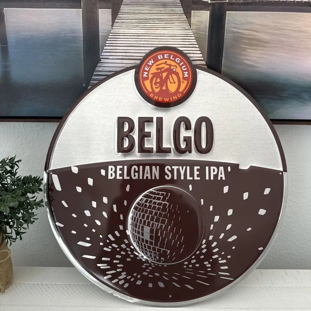 New Belgium Belgo Belgian Style IPA Metal Beer Bar‎ Tin Sign 18.5x20